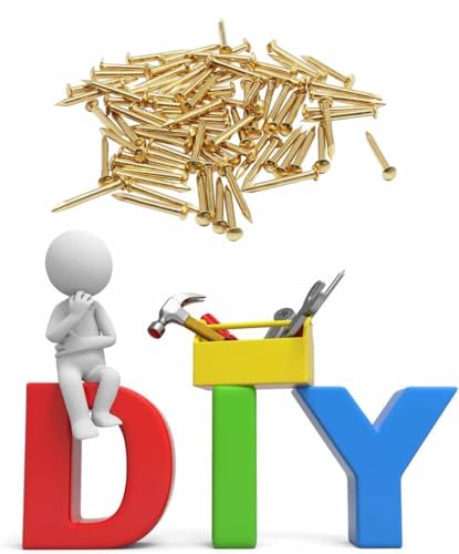 Tiny Wooden Nails for DIY Craft Projects, Antique Drawer Repairing, Mini Boxes Decorative Accessories[Set of 200pcs] (13mm/0.5inch, Gold) - color: Gold, style: 13mm