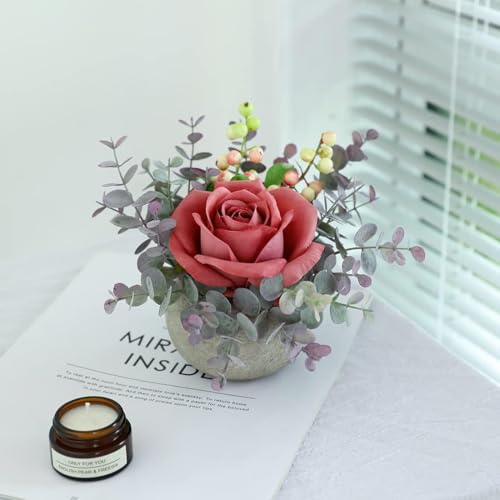 Small Artificial Pink Rose Potted Plant, 2 Pcs Mini Faux Decor - color: 2pcs Pink