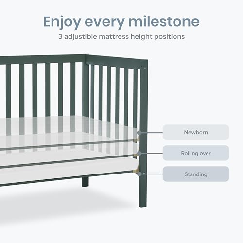 Dream On Me Synergy 4-in-1 Convertible Mini Crib, Small Crib, Olive - color: Olive