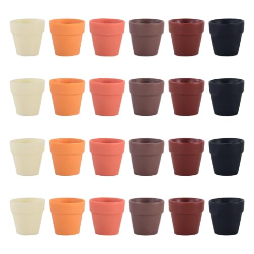 24Pcs Mini Vase Decorations Small Mini Flowerpot Garden Pot Ornaments Micro Landscape Dollhouse Accessories Pretending Prop Decorations Small Flower Vase Deco Table Garden Decor - style: Flower Vase-6