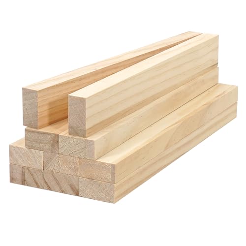 Wood Strips Slats Wooden Dowels for Crafts 3/4"x 1.5" x 12", 10 PCS Decorative Wood Trim Planks for Wall, Square Wooden Sticks for Crafting, Unfinished Pine Lumber Pieces for Woodworking Models Making - size: 3/4" x 1.5" x 12"-10 PCS