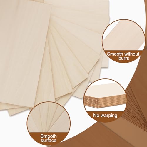 24Pack Basswood Sheets 4x6x1/16 Inch, Basswood for Laser Cutting & Engraving, Thin Plywood Wood Sheets Unfinished Wood for Crafts, DIY Architectural Models, Wood Burning and Painting. - size: 4"x6"