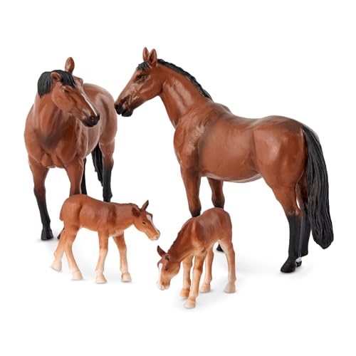 Terra by Battat Horse Toys, Quarter Horse Family, 4 Animal Figures, Animals - style: Horse Family