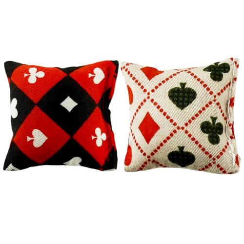 EMiEN 2pcs 1:12 Miniature Throw Pillows for Sofa Cushions,Miniature Ornament for DIY House Decoration on 1/12 Scale