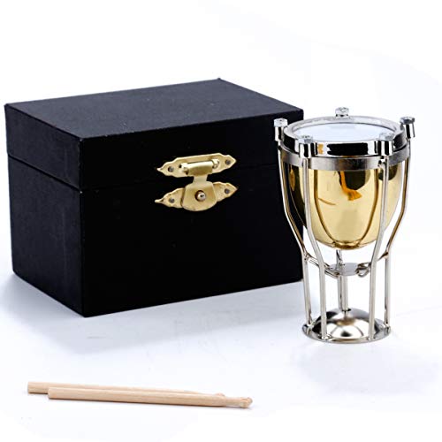 Miniature Timpani Replica with Case Collectible Tabletop Sculpture Ornament - color: Timpani