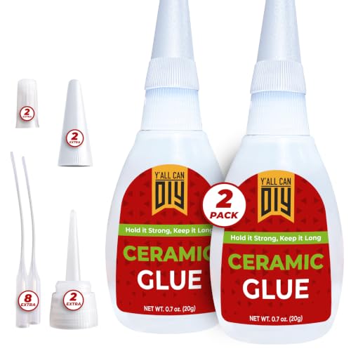 Y’allCanDiy Ceramic Glue Repair for Pottery, Porcelain, Super Glue 2 Pack - size: 2 Pack