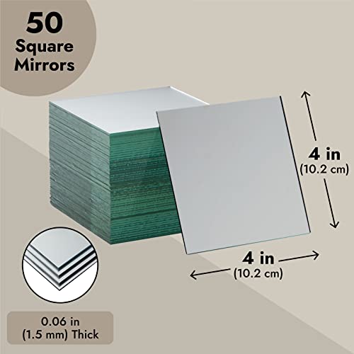 Bright Creations Square Mirror Tiles - 4 in, Silver, Pack of 50 - for Crafts & Table Centerpieces - Mirror Mosaic Tiles - size: 4 inches