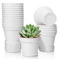 T4U Small Plant Pots 4 Inch 18 Pack, Plastic Flower Pots with Saucer White - color: White, size: 4 In