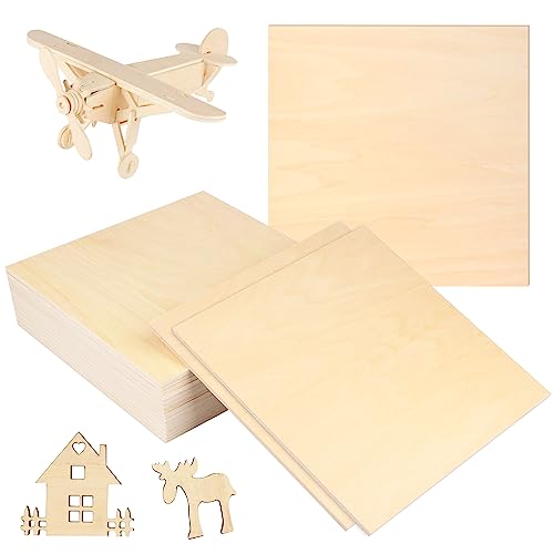 18 PCS 12 Inch Square Basswood Board, Thickness 1/4 Inch (6 mm), Basswood Sheets, Plywood Sheets for Laser, CNC Cutting, Wood Burning, Drawing Painting, Wood Engraving by GNIEMCKIN - size: 18 PCS 12 Inch Thickness 1/4 Inch