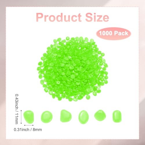 M METERXITY 1000-Pack Glow in The Dark Rocks, 0.43" Resin Outdoor Garden Decorations Luminous Pebbles Stones for Garden Plants/Aquarium/Backyard Path, Aquarium Gravel [Green] - color: Green