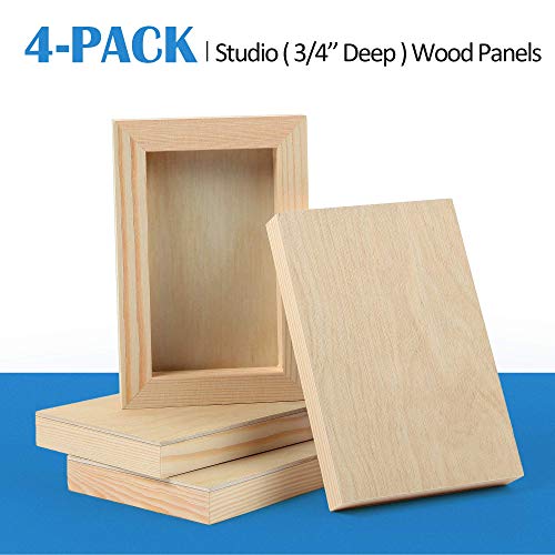 Falling in Art 4 Pack 4x6’’ Unfinished Birch Wood Panels Kit for Painting - size: 4'' x 6'' Studio