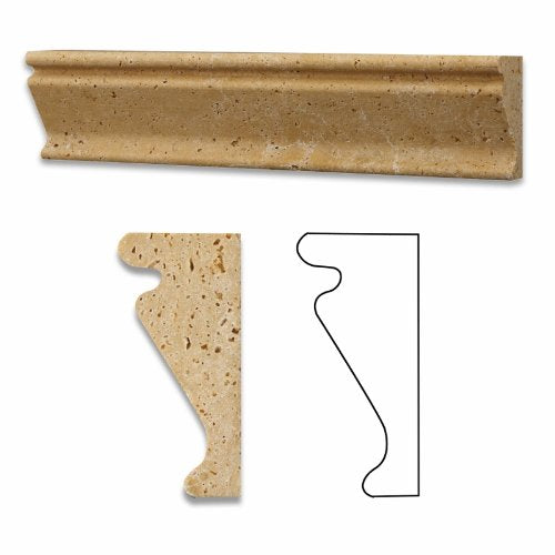 Gold (Yellow) Travertine 2 1/2 X 12 Crown Molding Trim, Honed - Lot of 50 pcs.