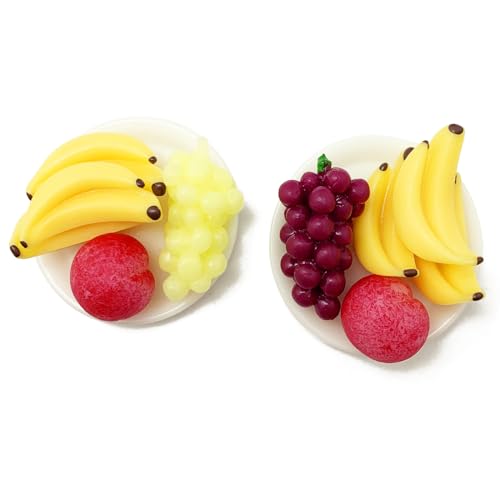 Miniature Fruit with Plates Kit for 1:12 Dollhouse, 12 Pieces