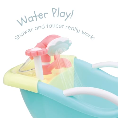 JC Toys - for Keeps Playtime! | Baby Doll Real Working Bath Set | Fits Dolls up to 16" | Shower and Faucet Really Work | Play Accessories | Ages 2+ - color: Blue/Pink Bath Set