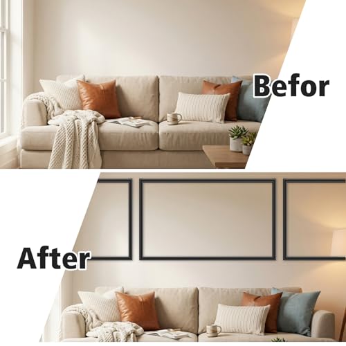 118 Inch x 2.36 in Peel and Stick Wall Molding Trim Black Chair Rail Panel Flexible Self Adhesive 3D Crown Moulding Trim for DIY Home Wall Decor Mirror Protection Door Cabinet Frame(Stylish) - color: Black, size: 118 Inch X 2.36 in, style: Stylish