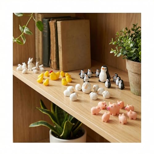 81pcs Garden Miniatures Animal Figurines Accessories, 9 Sets of Resin Animals Variety Pack for Fairy Garden and Wildlife, Mini Animals Micro Landscape Farm Decor