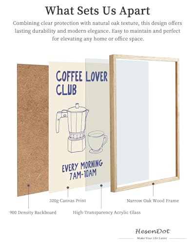 HesenDot Coffee Lover Club Framed Wall Art,Moka Pot Coffee Bar Print,12x16 - color: Coffee Lover Framed