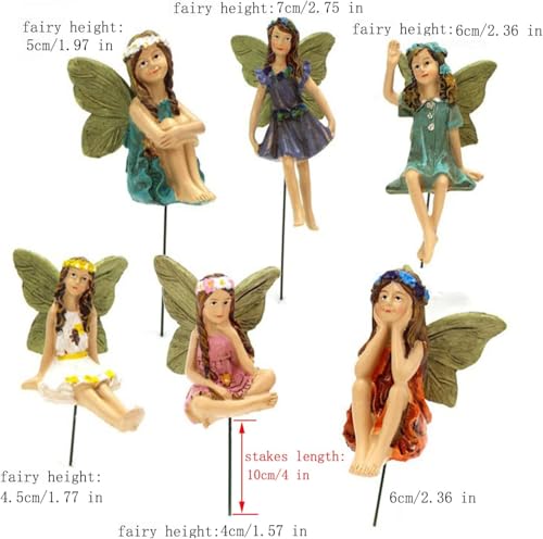 CUIWEI 6 Pcs Mini Garden Figurines Miniatures Fairies Decor for Fairy Outdoor Lawn Yard Home Decoration Indoor Lovely Vintage Resin Fairy Accessories - style: Art Deco
