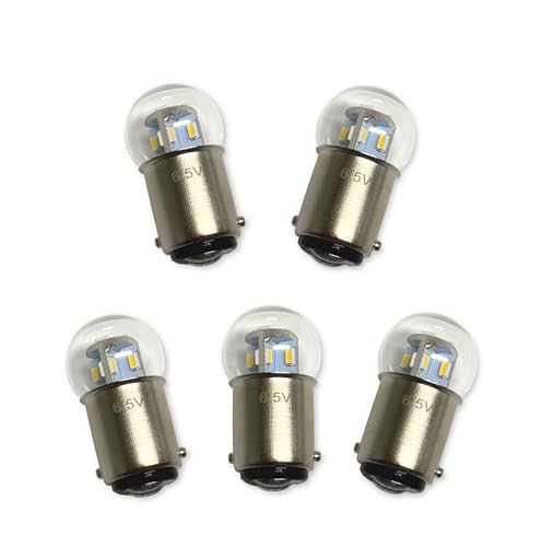 #82, 64 Globe Shape Miniature Bulb LED Replacement | 6.5-Volt | BA15D Base (5-Pack; Warm White) - color: Warm White, size: 5 Pack