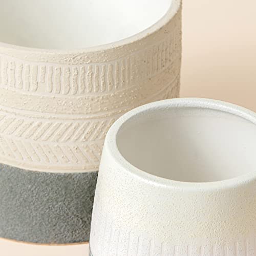 LA JOLIE MUSE Ceramic Plant Pots, Flower Pots for Indoor Plants, Set of 2 - color: Slate Gray & Ivory