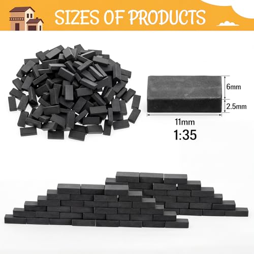 Civaner 350 Pcs Miniature Model Bricks for Crafts, 1/35 Scale,Black - color: Black