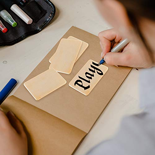 Super Z Outlet 50 Pack Unfinished Natural Wood Rectangle Blank Pieces Wooden Tags Slices for Arts & Crafts, Painting DIY Decorations, Embellish, Burning & Staining (2.08” x 1.37” Rectangle)