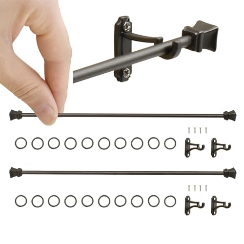iLAND Miniature Dollhouse Accessories Metal Dollhouse Curtain Rods 2pcs w/Brackets Rings for Easy Install, Modern Black 1/12 Scale Accessories, Exquisite Mini Decor for Doll House Windows - style: Classic Black