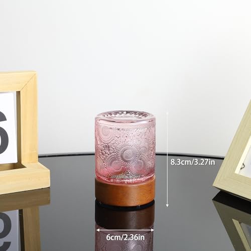 Small Battery Operated Light with Timer,Adult Night Lights for Bedroom,Mini Lamp for Lndoor Use in Bathroom, Hallway,Glass Light Lamp (Pink) - color: Pink