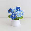 Crochet Flowers Cute Potted Flower, Handmade Knitting Myosotis Flower - color: Gradient Blue