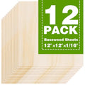 Basswood Sheets 12"x12"x1/16,1.5mm Basswood for Laser Cutting,Thin Plywood Board Unfinished Wood for Crafts, DIY Architectural Models Making, Wood Engraving (12inchx12inch-1/16-12Packs) - size: 12inchx12inch-1/16-12Packs