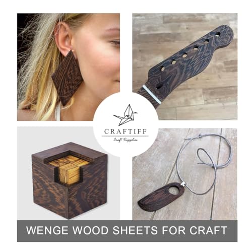 Wenge Wood Sheets 1/8" Thick, 4x8 inch Lumber Veneer Pieces Planks Thin Blank Board for Craft Decor and Art by Craftiff
