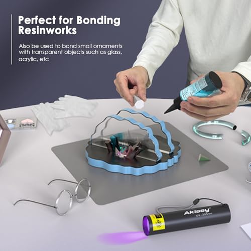 Akisey 100g UV Resin Kit with Light for Bonding & Fast Curing in Seconds - size: 100g