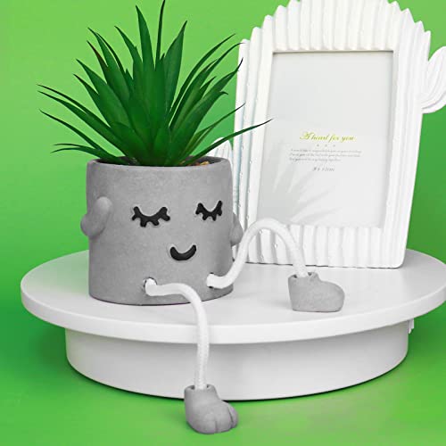 Zerzsy Small Artificial Plants in Cement Pots with Hanging Leg, Bathroom Plants Decor, Cute Fake Plant Succulents Desk Decor for Women, Shelf Decor Aesthetic - Set of 1 - color: 1 Pcs Set/Shy