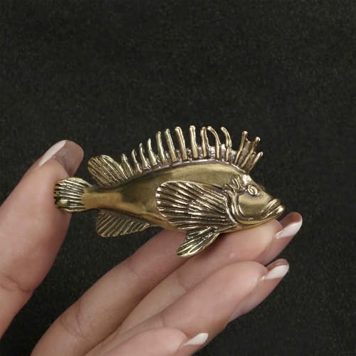 3Pcs Vintage Solid Brass Miniature Animal Figurine Desk Animal Ornament for Pet Enthusiasts Exquisite Collectible and Home Décor Accent (Fish 3pcs) - color: Fish 3pcs