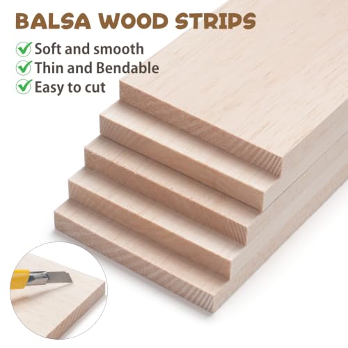 Balsa Wood Sheets 1/2" Thick, 5 PCS 12" x 4" Wooden Pieces for Crafts - size: 12″x4″x1/2″ - 5PCS