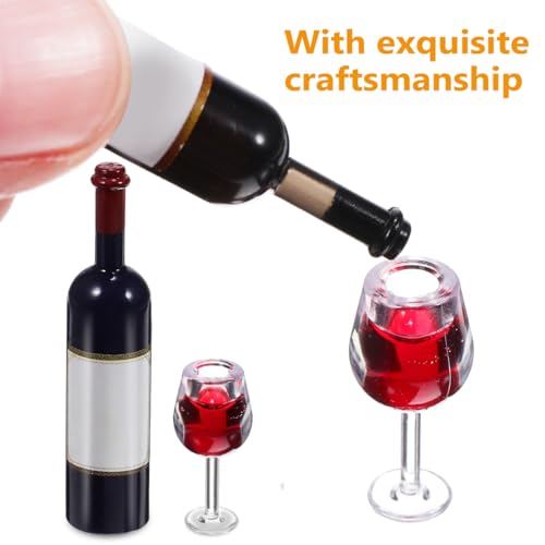 IMIKEYA 18Pcs Miniature Wine Glasses and Bottles: 1:12 Scale Accessories Dollhouse Miniature Bar Mini Red Wine Bottles and Drink Cups for Crafts Decoration