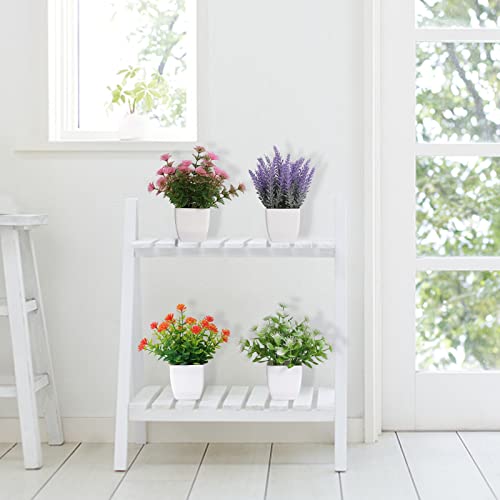 Yoratee Artificial Potted Flowers 4PCS Fake Small Plant in Pot Mini Faux Plant Door House Office Tabletop Kitchen Colorful Greenery Decor - color: A-colorful-4pcs