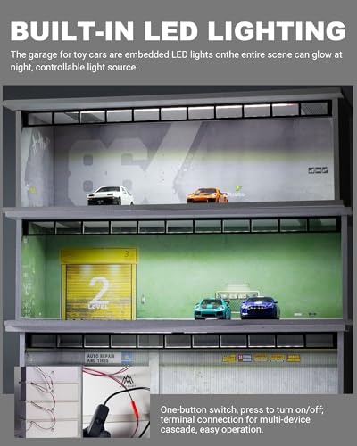 1/64 Scale Display Case Car Garage Moldel, Acrylic Cover Diecast Car Show Case with LED Light 6 Parking Spaces, Hot diecast Wheel Parking Scene (Vehicles Not Included) Underground Parking Lot - size: Underground Parking Lot