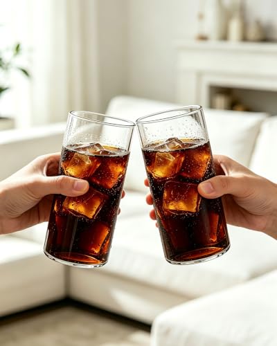 LUXU Drinking Glasses 19 oz, 6 pcThin Highball Glass,Clear Tall Beer Glass - style: 19 OZ