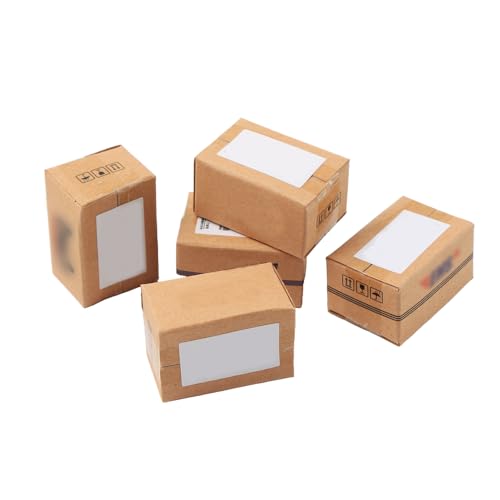 5Pcs Random Creative Small Mini Express Box + Mini Bottles Creative Micro Bottle Mini Express Food Surprise Resin Ornament Mini Express Box Beverage Bottle Gift