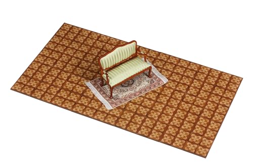 Miniature Dollhouse Flooring, Wood Look Parquet Floor Tiles for 1:12 and 1:6 Scale Dioramas and Roomboxes, REDUCIO! - color: Rich Cognac Brown