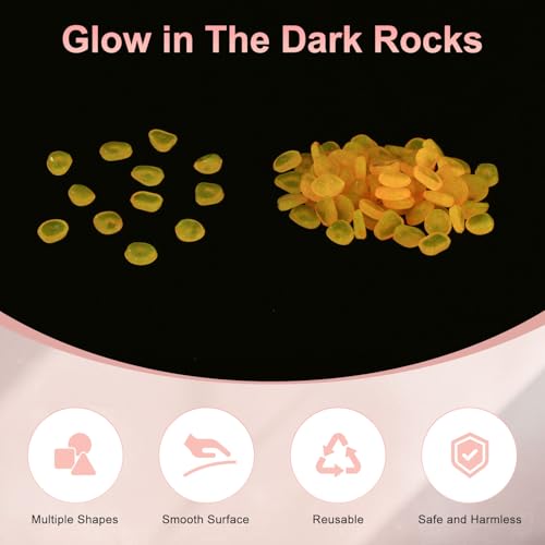 M METERXITY 1000-Pack Glow in The Dark Rocks, 0.43" Resin Outdoor Garden Decorations Luminous Pebbles Stones for Garden Plants/Aquarium/Backyard Path, Aquarium Gravel [Pink] - color: Pink