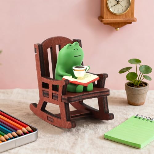 Mini Resine Animal Figurines Set, Desk Decor Adorable Frog & Panda Decor for Garden/Bookshelf (4-7cm), Small Animal Statues Gifts Ornaments Lovers