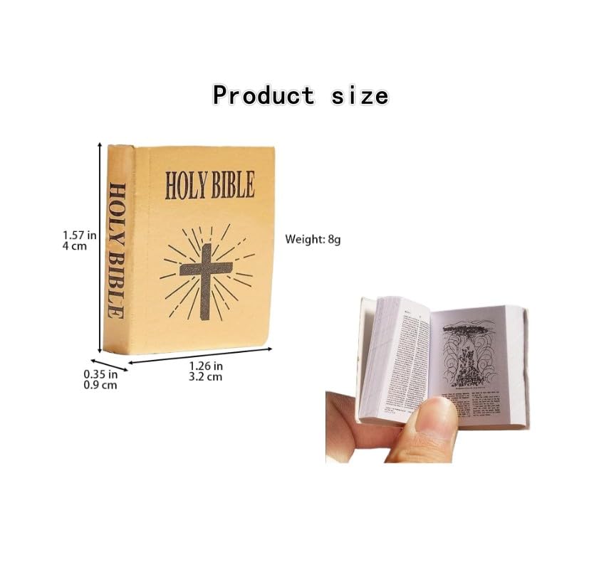 3 Pcs Brown Miniature Bible Books for Dollhouse, Mini Bible Pocket Book 1/12 Dollhouse Miniature Book Bookshelf Bedroom Library Accessories Dollhouse Accessories Furniture