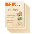 12 Pack Basswood Sheets for Crafts- Thin Plywood Sheets - Balsa Wood Sheets -Unfinished Wood Boards for Painting,Laser Cutting,Engraving,Burning and CNC Cutting - color: 12"x8"x2mm