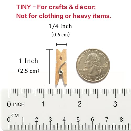 LWR CRAFTS Wooden Mini Clothespins 100 Per Pack 1" 2.5cm (Natural) - color: Natural