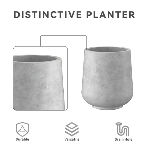 Kante Set of 3 Pale Gray Concrete Curved Planters 16.5" 13" 9.4" Dia - color: Natural Concrete, size: Set of 3: 15.3" + 11.6" + 8.2" D