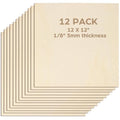 LotFancy Basswood Sheets for Craft, 12 Pack, 12 x 12 x 1/8 Inch, 3mm Thick Plywood Sheets, Unfinished Wood Boards for Laser Cutting & Engraving, DIY Architectural Models, Wood Burning and Stain - size: 12 x 12 x 1/8 12pcs