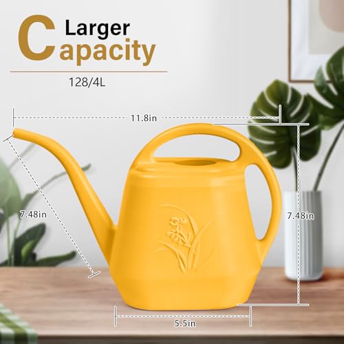 Watering Can - for Home Plant Garden Grip - 1 Gallon - Orange - color: Orange