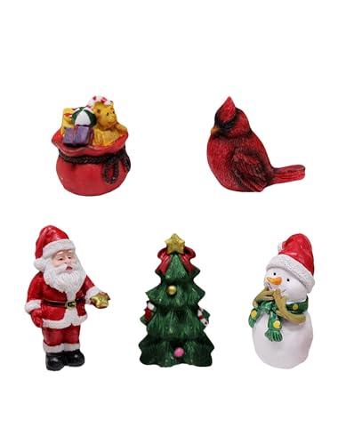 Christmas Miniature Figurines, Small Resin Santa Claus Ornaments Christmas Miniature Ornament Resin for Winter New Year Holiday Party Favors Decorations